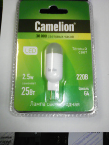 Лампа LED2,5-JD/830/G4 Camelion